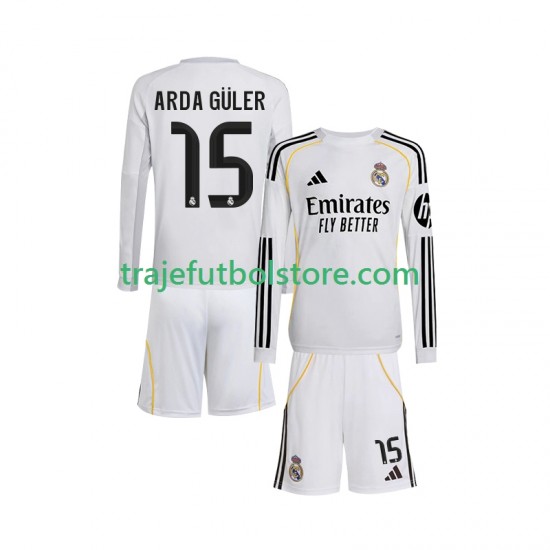 Camiseta 1ª Real Madrid Arda Guler 15 Niño 2025-2026 ML
