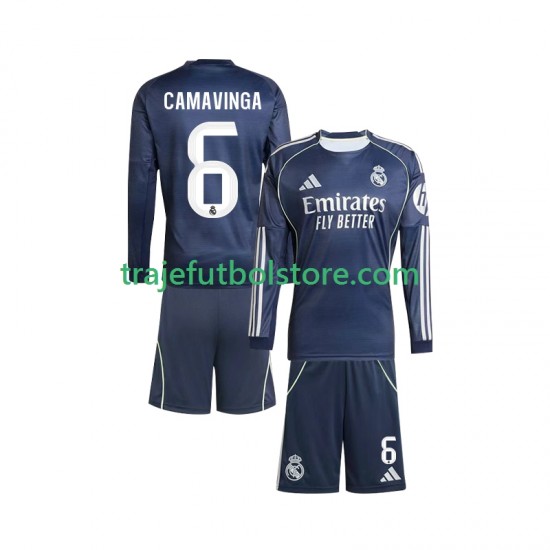 Camiseta 2ª Real Madrid Camavinga 6 Niño 2025-2026 ML