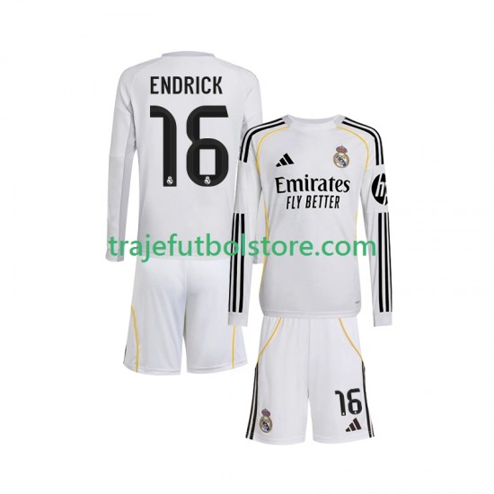 Camiseta 1ª Real Madrid Endrick 16 Niño 2025-2026 ML