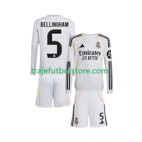 Camiseta 1ª Real Madrid Jude Bellingham 5 Niño 2025-2026 ML