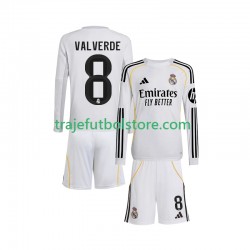 Camiseta 1ª Real Madrid Valverde 8 Niño 2025-2026 ML