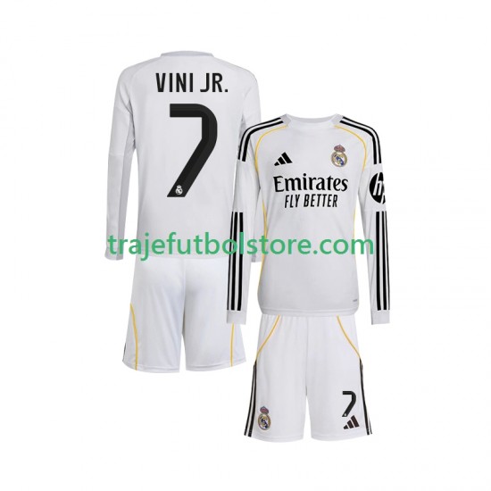 Camiseta 1ª Real Madrid Vinicius Junior 7 Niño 2025-2026 ML