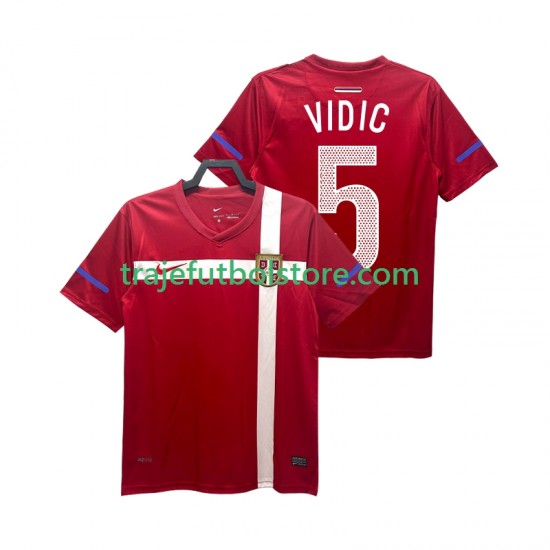 Camiseta 1ª Serbia VIDIC 5 Retro Hombre 2010 Manga Corta