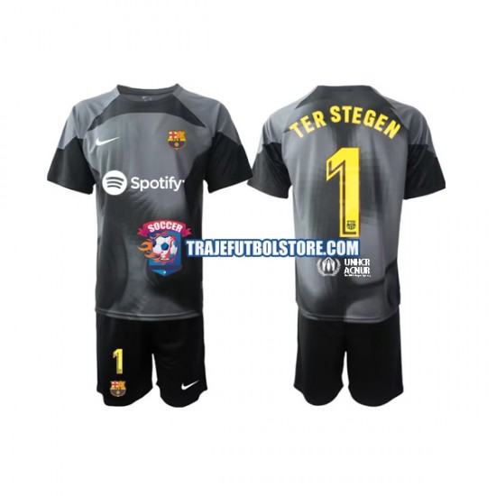 Camiseta 2ª FC Barcelona Ter Stegen 1 Portero Niño 2022-2023 Manga Corta