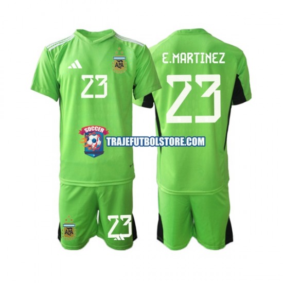 Camiseta 1ª Argentina Emiliano Martinez 23 Portero Niño Copa Mundial 2022 Manga Corta