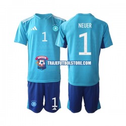 Camiseta 1ª Alemania Manuel Neuer 1 Portero Niño Copa Mundial 2022 Manga Corta