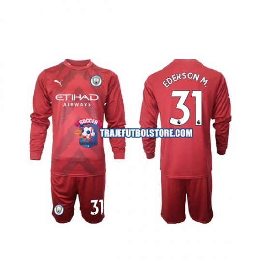 Camiseta 1ª Manchester City Ederson M 31 Portero Niño 2022-2023 ML