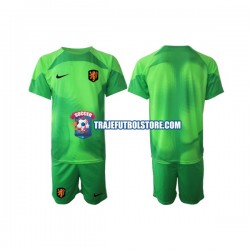 Camiseta 2ª Países Bajos Portero Niño Copa Mundial 2022 Manga Corta