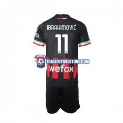 Camiseta 1ª AC Milan Ibrahimović 11 Niño 2022-2023 Manga Corta