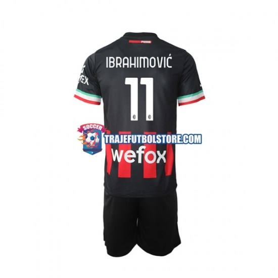 Camiseta 1ª AC Milan Ibrahimović 11 Niño 2022-2023 Manga Corta