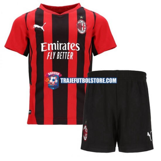 Camiseta 1ª AC Milan Niño 2021-2022 Manga Corta