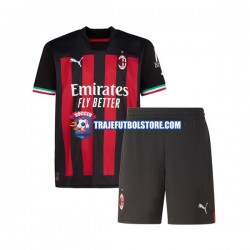 Camiseta 1ª AC Milan Niño 2022-2023 Manga Corta