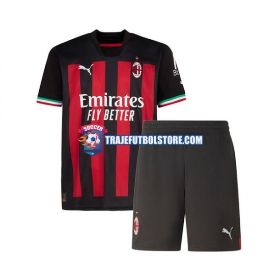 Camiseta 1ª AC Milan Niño 2022-2023 Manga Corta