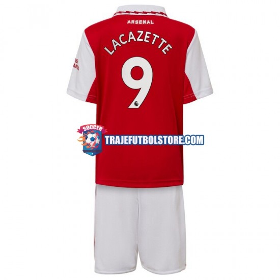 Camiseta 1ª Arsenal Lacazette 9 Niño 2022-2023 Manga Corta