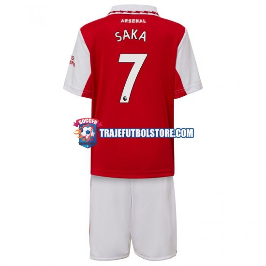 Camiseta 1ª Arsenal Saka 7 Niño 2022-2023 Manga Corta