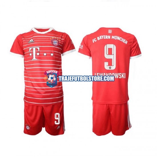 Camiseta 1ª Bayern de Múnich Lewandowski 9 Niño 2022-2023 Manga Corta