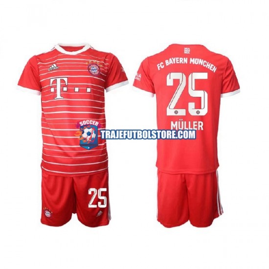 Camiseta 1ª Bayern de Múnich Muller 25 Niño 2022-2023 Manga Corta