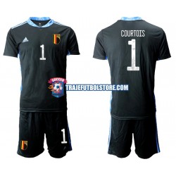Camiseta 1ª Bélgica Thibaut Courtois 1 Euro 2020 Portero Niño Manga Corta