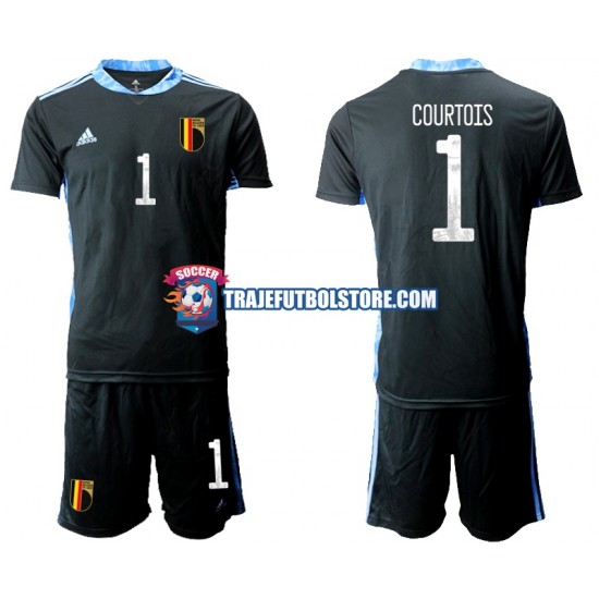 Camiseta 1ª Bélgica Thibaut Courtois 1 Euro 2020 Portero Niño Manga Corta