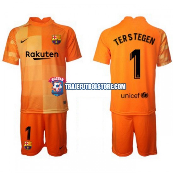 Camiseta 1ª FC Barcelona Ter Stegen 1 Portero Niño 2021-2022 Manga Corta
