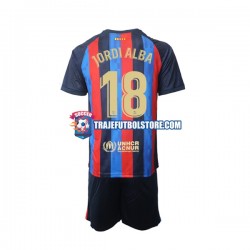 Camiseta 1ª FC Barcelona Jordi Alba 18 Niño 2022-2023 Manga Corta