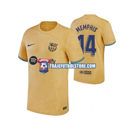 Camiseta 2ª FC Barcelona Memphis Depay 14 Hombre 2022-2023 Manga Corta