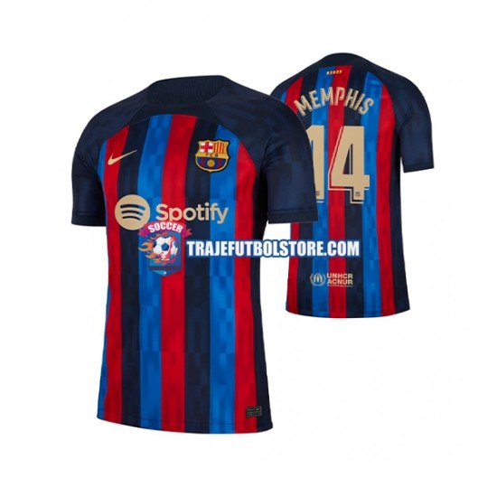 Camiseta 1ª FC Barcelona Memphis Depay 14 Hombre 2022-2023 Manga Corta