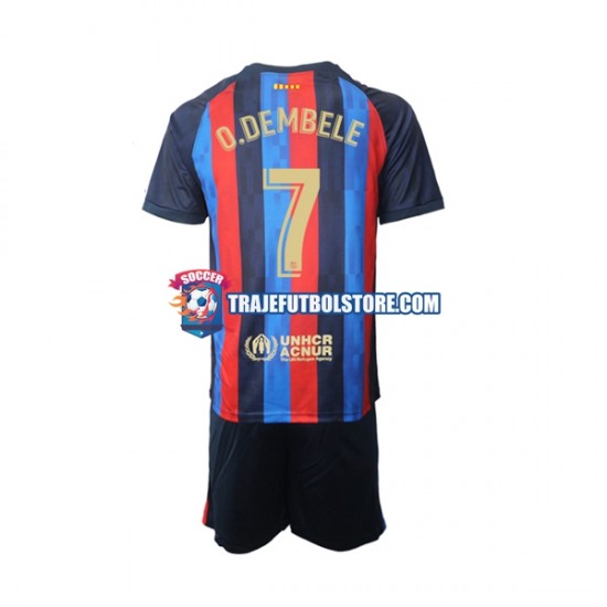 Camiseta 1ª FC Barcelona Ousmane Dembele 7 Niño 2022-2023 Manga Corta