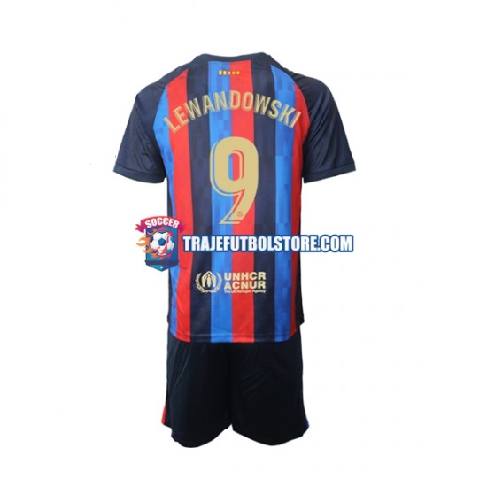Camiseta 1ª FC Barcelona Robert Lewandowski 9 Niño 2022-2023 Manga Corta