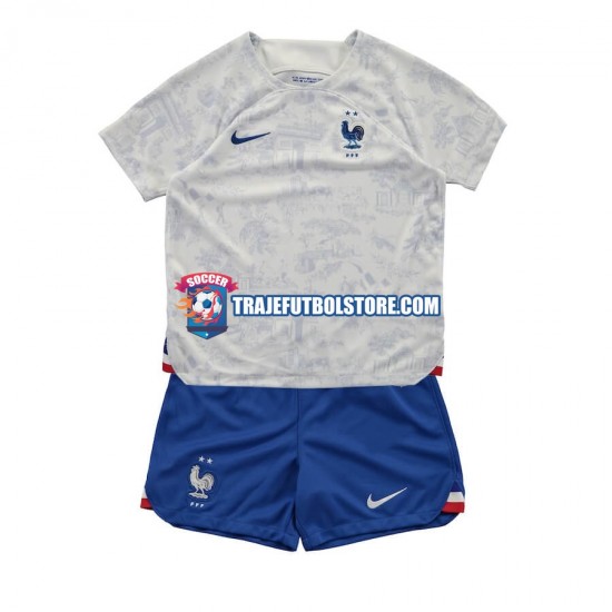 Camiseta 2ª Francia Niño Copa Mundial 2022 Manga Corta