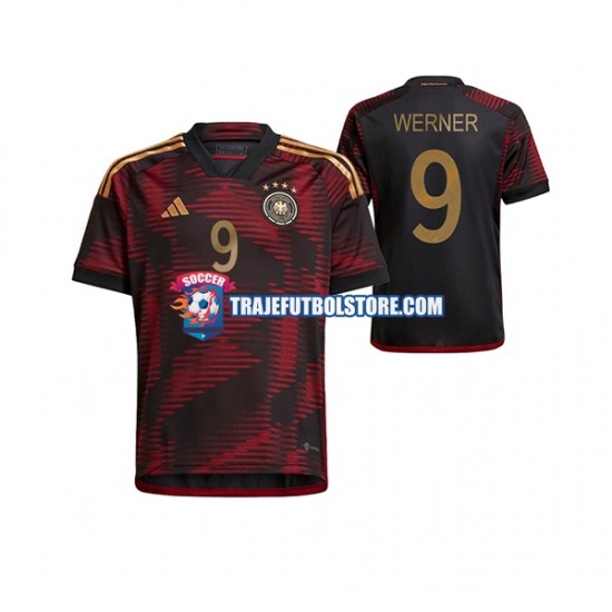 Camiseta 2ª Alemania Timo Werner 9 Hombre Copa Mundial 2022 Manga Corta
