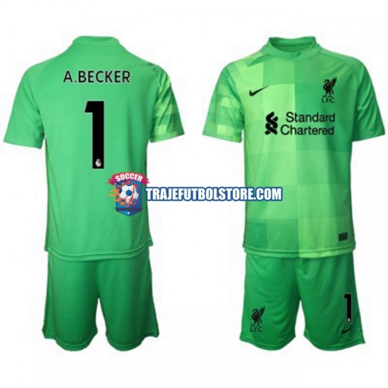 Camiseta 1ª Liverpool Alisson Becker 1 Portero Niño 2021-2022 Manga Corta