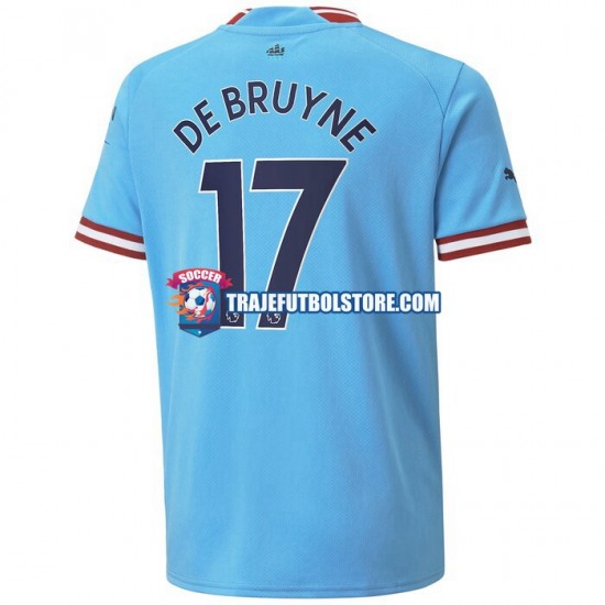Camiseta 1ª Manchester City De Bruyne 17 Hombre 2022-2023 Manga Corta