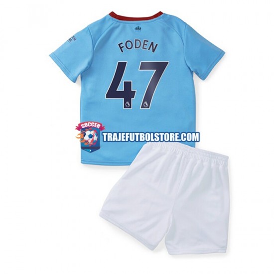 Camiseta 1ª Manchester City Foden 47 Niño 2022-2023 Manga Corta