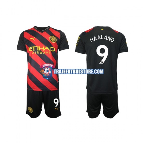 Camiseta 2ª Manchester City Haaland 9 Hombre Niño 2022-2023 Manga Corta
