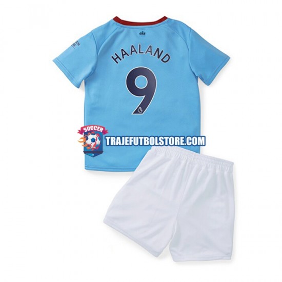 Camiseta 1ª Manchester City Haaland 9 Niño 2022-2023 Manga Corta