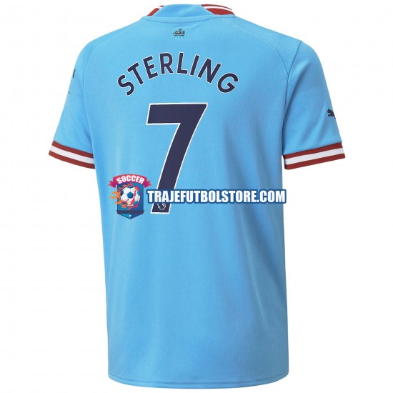 Camiseta 1ª Manchester City Sterling 7 Hombre 2022-2023 Manga Corta
