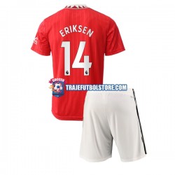 Camiseta 1ª Manchester United Christian Eriksen 14 Niño 2022-2023 Manga Corta