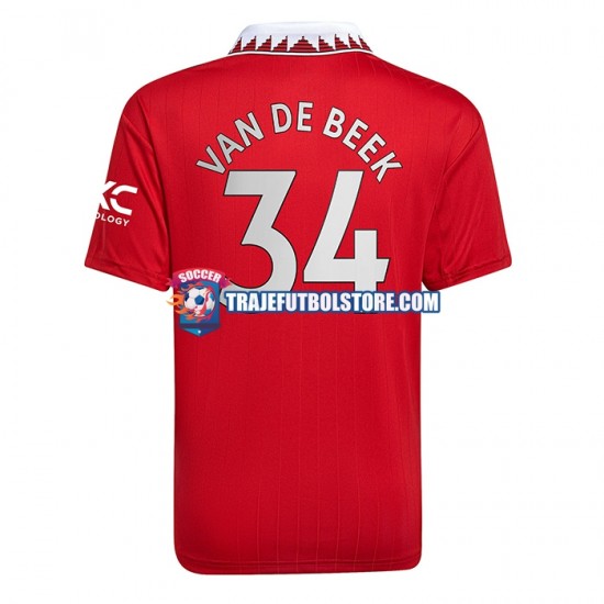Camiseta 1ª Manchester United Donny van de Beek 34 Hombre 2022-2023 Manga Corta