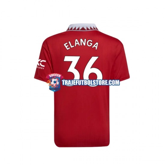 Camiseta 1ª Manchester United Elanga 36 Hombre 2022-2023 Manga Corta