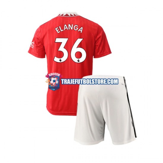 Camiseta 1ª Manchester United Elanga 36 Niño 2022-2023 Manga Corta