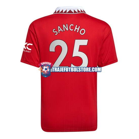 Camiseta 1ª Manchester United Jadon Sancho 25 Hombre 2022-2023 Manga Corta
