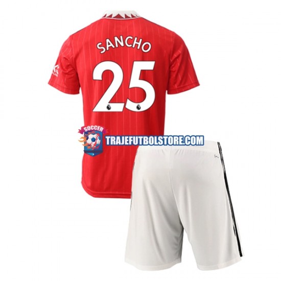 Camiseta 1ª Manchester United Jadon Sancho 25 Hombre Niño 2022-2023 Manga Corta