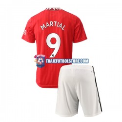 Camiseta 1ª Manchester United Martial 9 Niño 2022-2023 Manga Corta