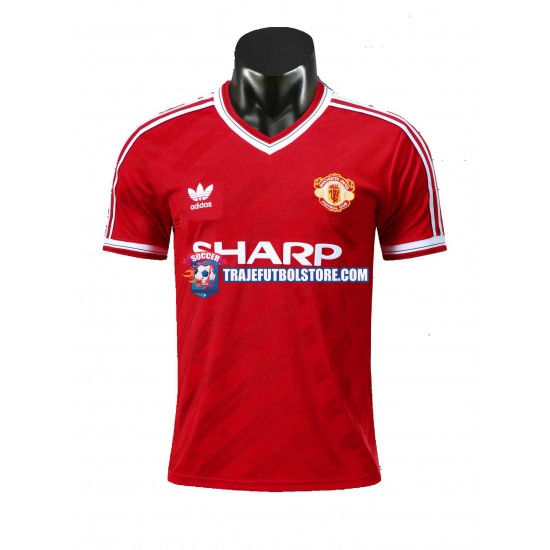 Camiseta 1ª Manchester United 1986 Retro Hombre Manga Corta