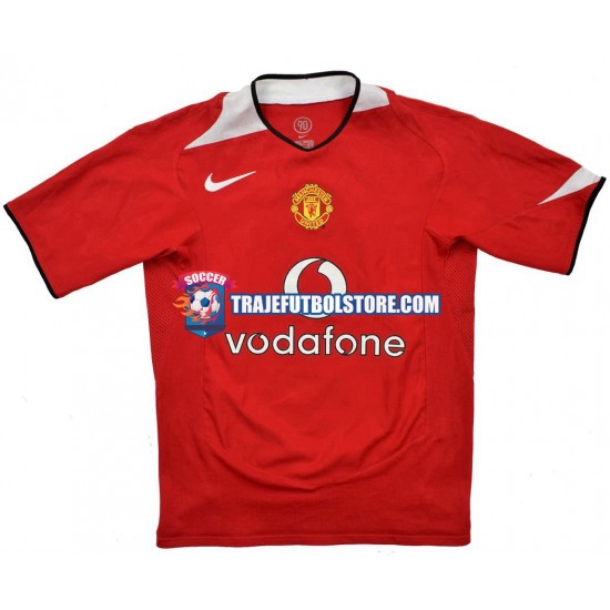 Camiseta 1ª Manchester United Retro Hombre 2004-2006 Manga Corta