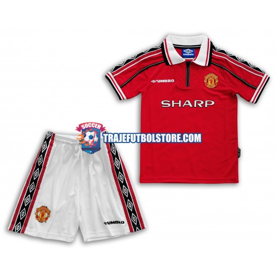 Camiseta 1ª Manchester United Retro Niño 1998-1999 Manga Corta