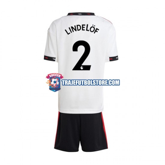 Camiseta 2ª Manchester United Victor Lindelof 2 Niño 2022-2023 Manga Corta