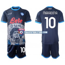 Camiseta 1ª Napoli Diego Maradona 10 Special 2 Niño 2021-2022 Manga Corta