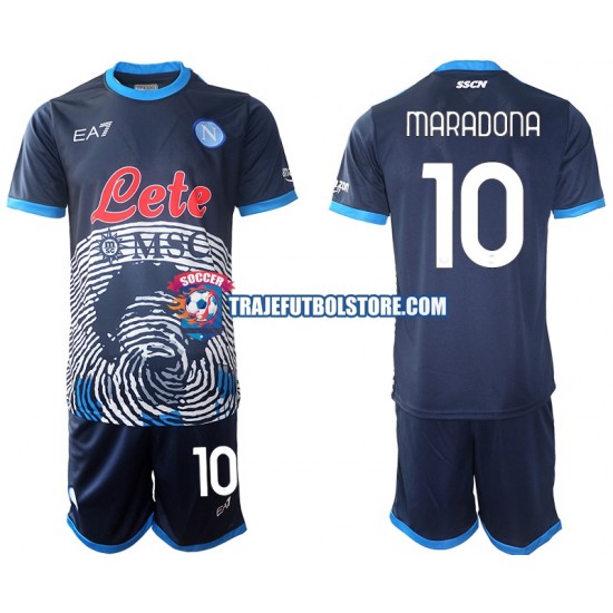 Camiseta 1ª Napoli Diego Maradona 10 Special 2 Niño 2021-2022 Manga Corta